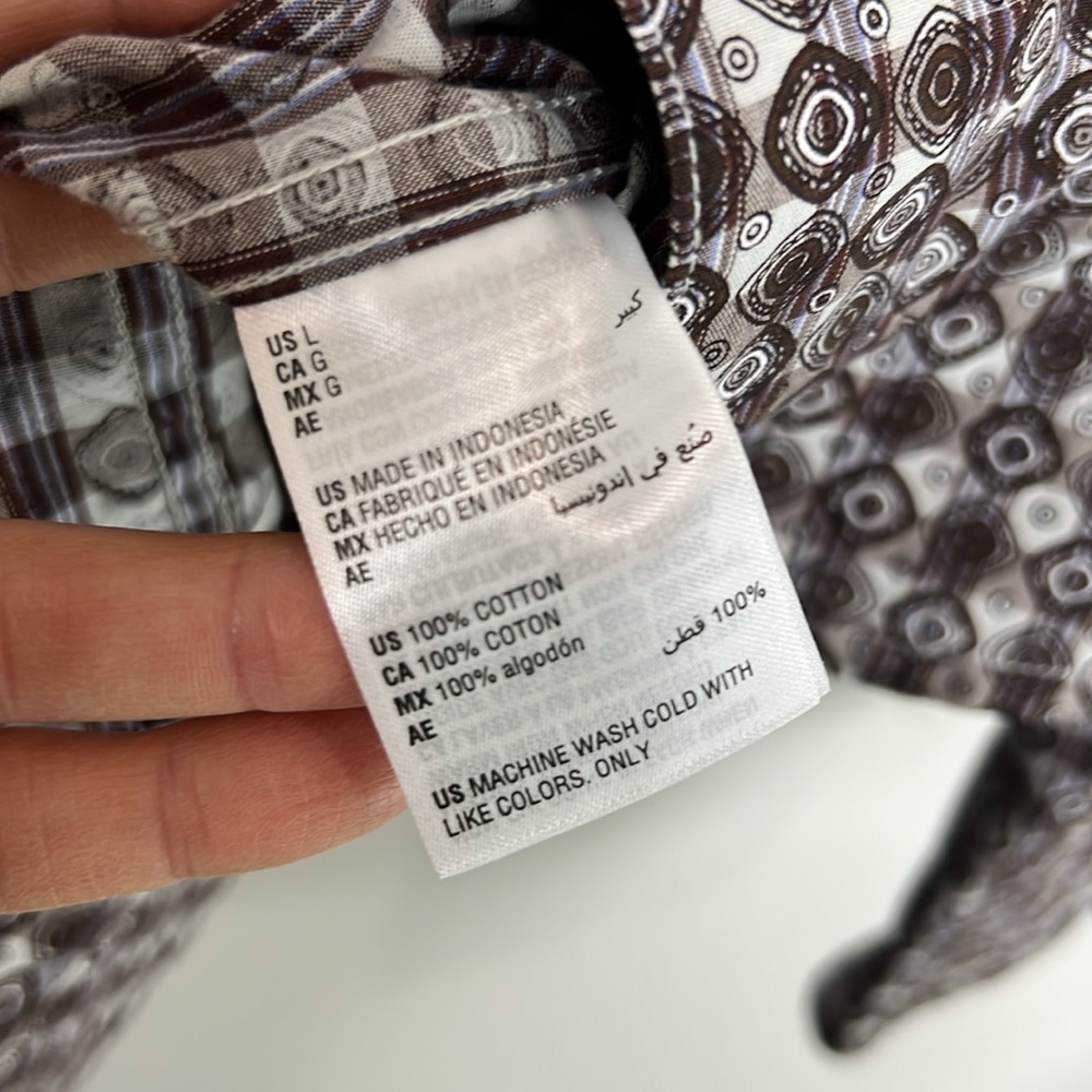 Tasso Elba Brown Patterned Button Down Casual Shi… - image 8